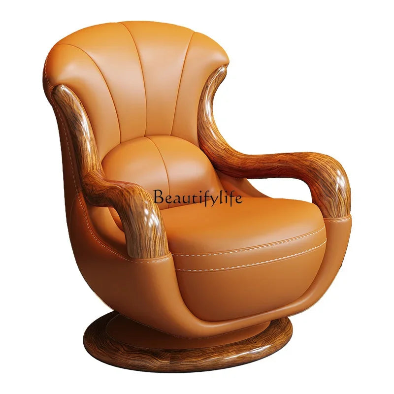 ld25 Modern new Chinese ebony top layer cowhide European simplicity Italian minimalism