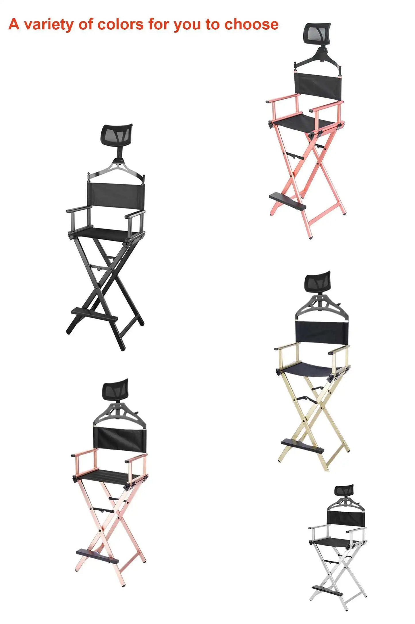 Outdoor Modern Portable All Aluminium Lounge Chair with Headrest - Portable Makeup Artist/Beach Chair Bar Office Makeup Chair