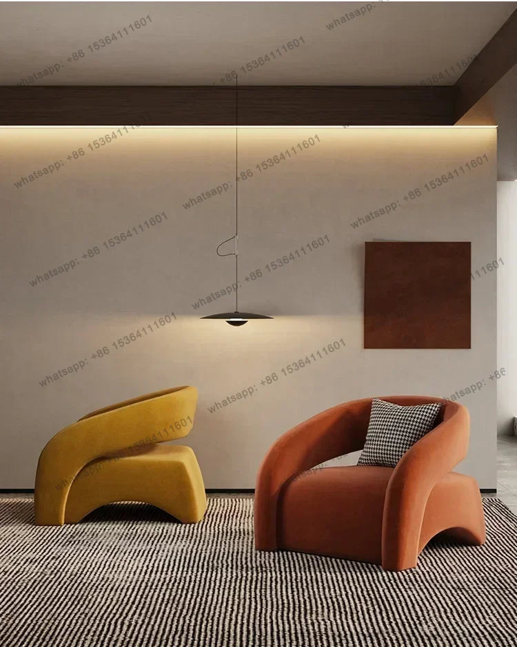 Sofa Esigner Curved Single Houndstooth Couch Nordic Living Room Balcony Leisure Creative Chair Designer