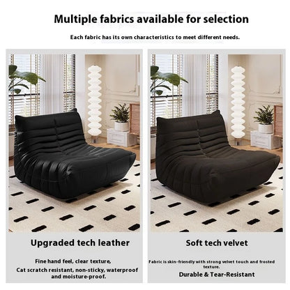 Lazy sofa, togo caterpillar sofa, light luxury, simple Internet celebrity creative chair, suede freehand space recliner