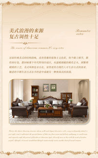 Solid wood leather sofa combination living room simple whole house furniture