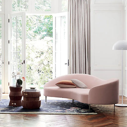 Luxury Contemporary Sofa Set for Living Room Modern Velvet Curved Sofa Couches Pink Color
