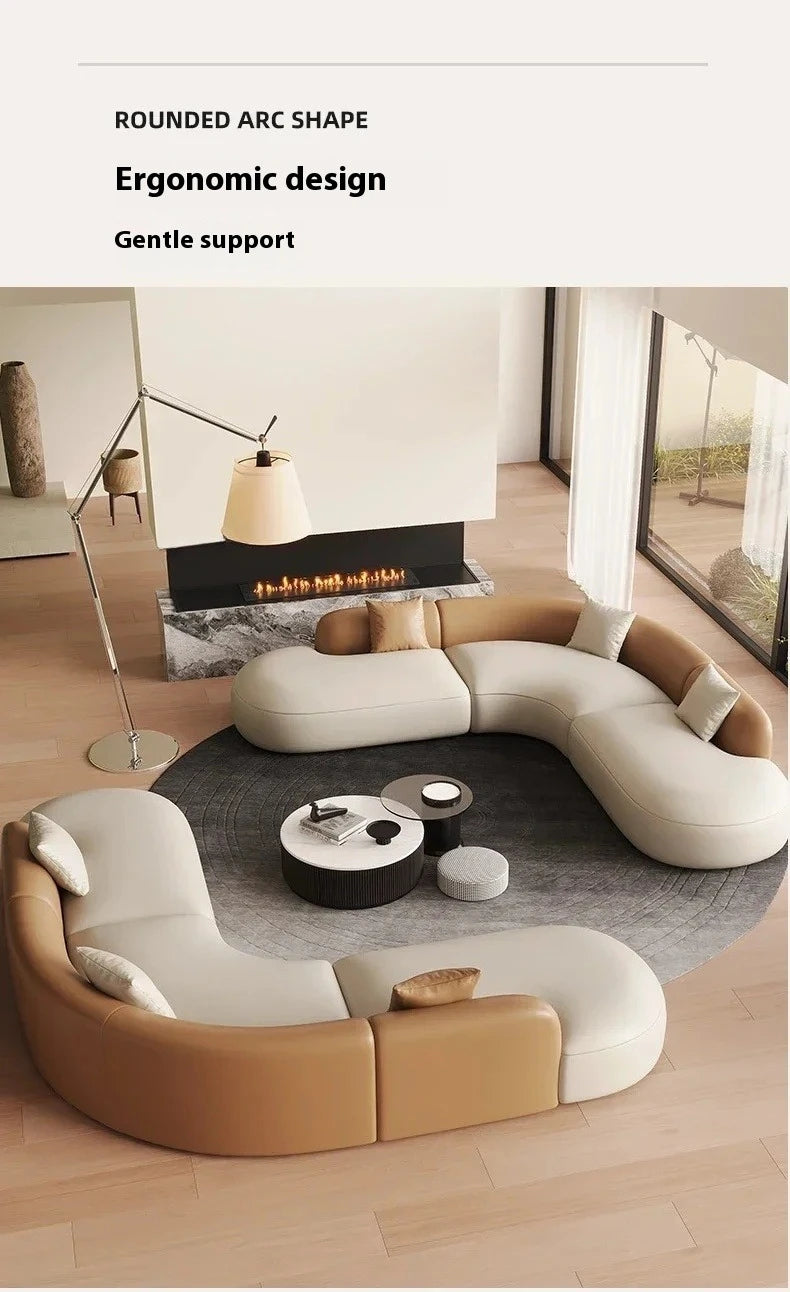 Curved Individual Living Room Sofas Corner Recliner Luxury Nordic Sofas Modern Cloud Single Floor Designer Wood Divano Furniture