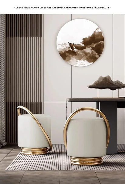 Dressing Table, Stool, Home Living Room Coffee Table, Simple Bedroom Makeup Sofa, Nordic Modern Light Luxury Round Dressing