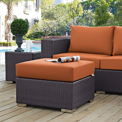 Outdoor rattan sofa, rainproof and sunscreen woven three piece set, tea table combination, outdoor furniture