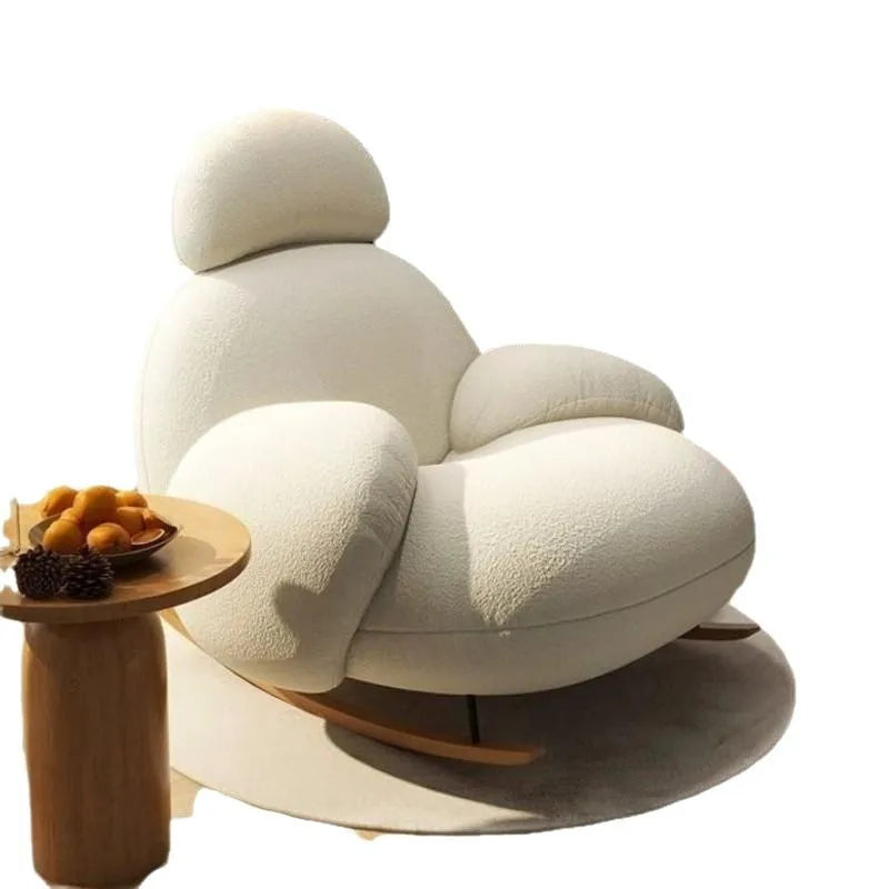 Leisure rocking chair recliner hotel balcony household living room bedroom wooden fabric adult lazy sofa