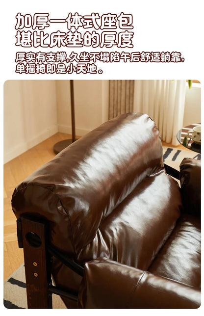 High-End Solid Wood Recliner Sofa Chair Home Personal Leisure Living Room Furniture Small Sofa Comfortable Lazy Chair