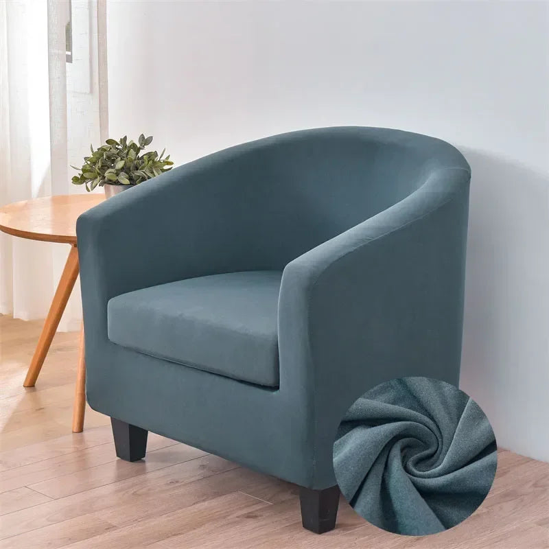 Elastic Club Chair Covers Solid Color Bath Tub Sofa Covers Single Cafe Bar Armchairs Slipcovers with Seat Cushion Cover Home