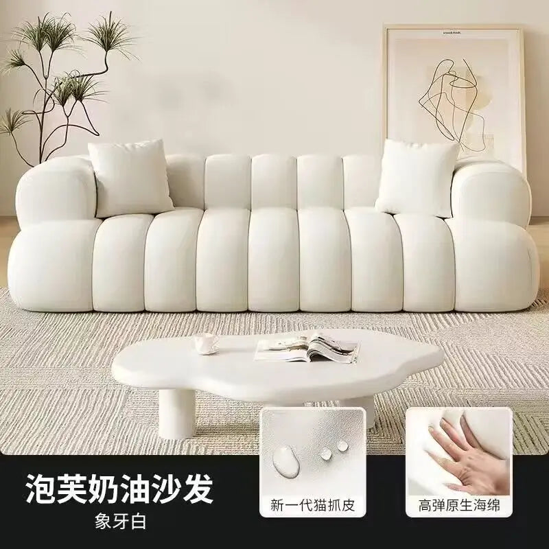 French style, cream style, Nordic, minimalist, fabric, sofa, living room, small apartment