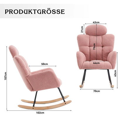Modern Swing Chair in Teddy Fabric with Tufted Cover Upholstered Seathigh backrest for Living and Bedroom