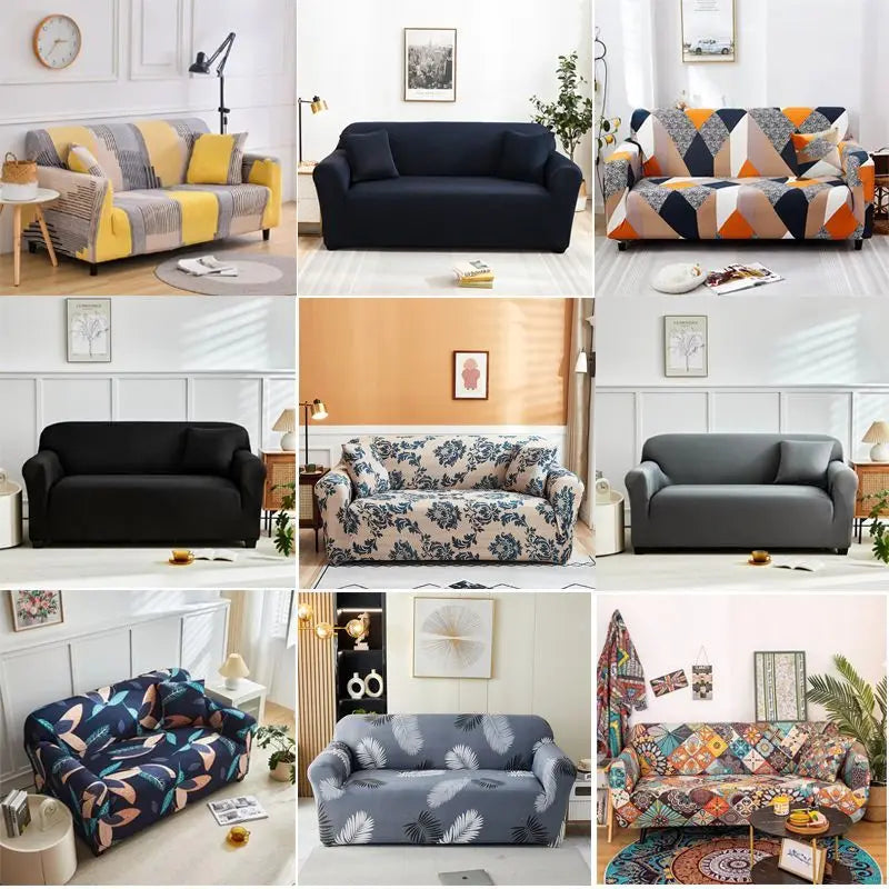 New All-season L-shape Non-slip Elastic Sofa Cover With Patterns, 360 Degree Coverage 1/2/3/4 Seat Sofa Cushion for Living Room
