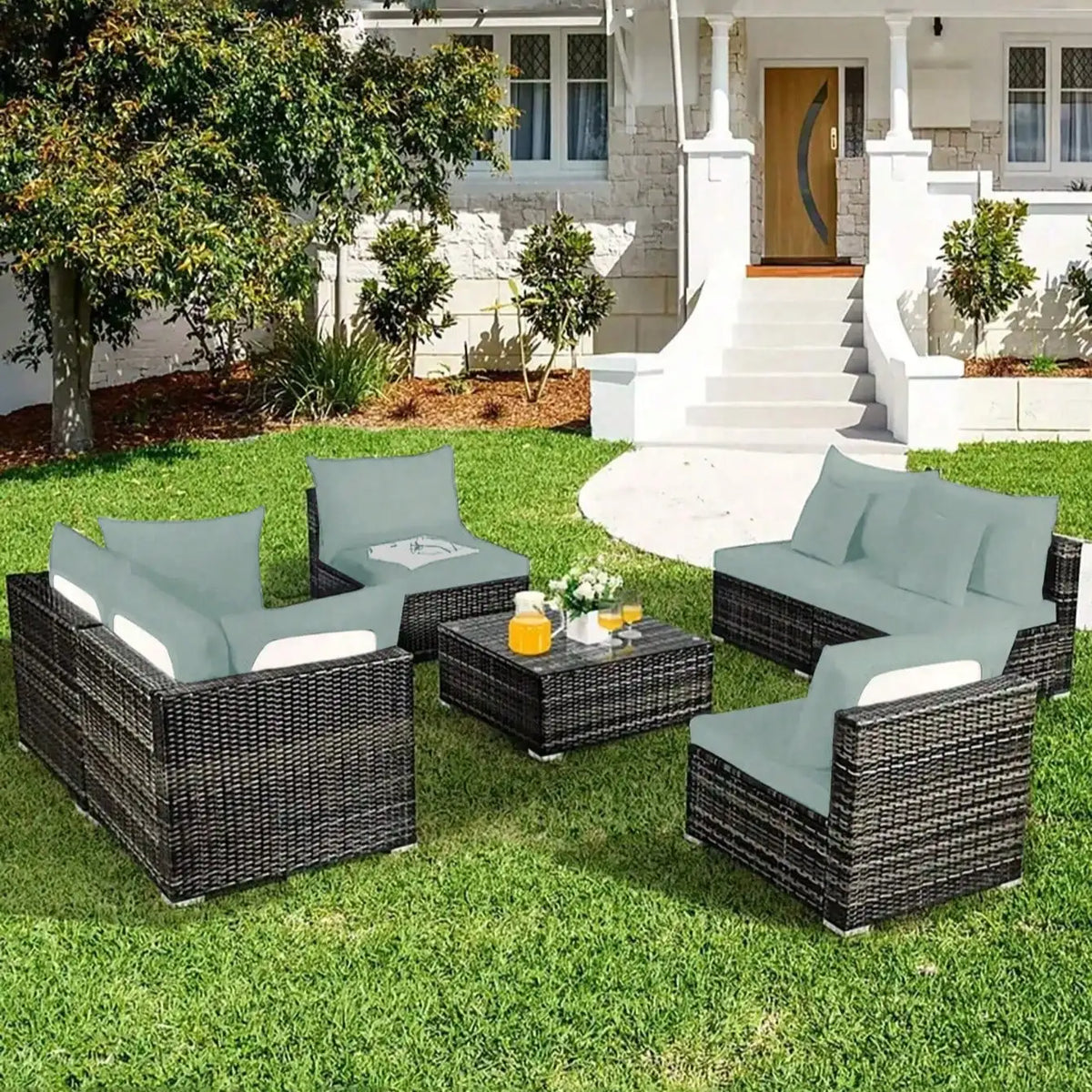 Outdoor Tropical Print Sofa Cushion Covers - Non-Slip Furniture Protectors, Replacement for Individual Seat Cushions