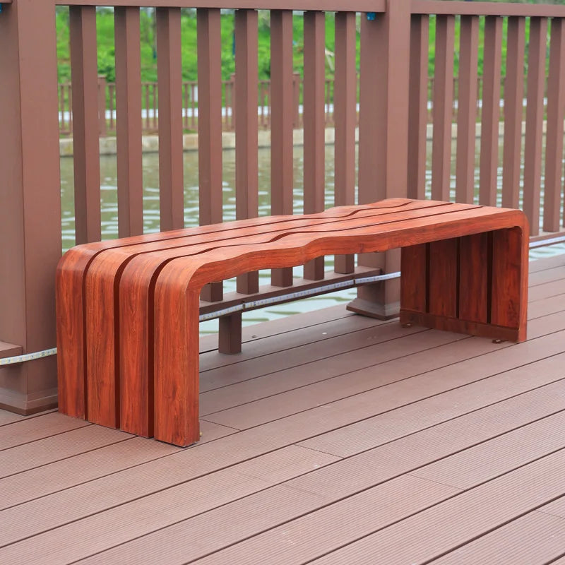 Banc extérieur d'acier galvanisé de Patio en bois de loisirs sièges en fer conception bancs de jardin de parc banc d'attente de jardin