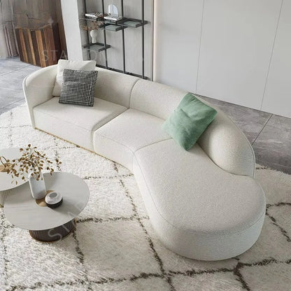 Luxury Modern Modular Berber Fleece Sofa Set Unique Minimalist Design Reclining for Hotel Living Room Wood Fabric Material