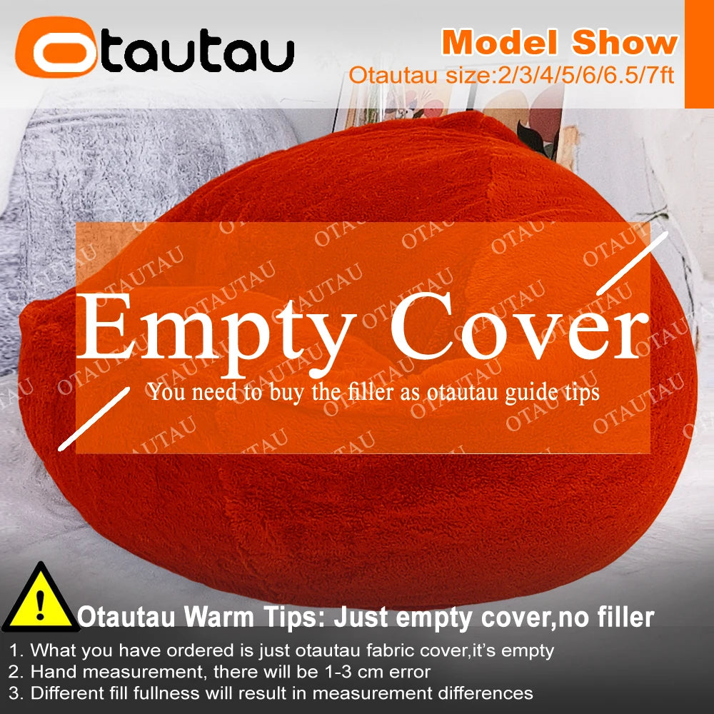OTAUTAU Fluffy Faux Bunnyf Fur Bean Bag Cover Corner Pouf Cover DD003【No Filler Inside! You Need To Buy Filler By Yourself !】
