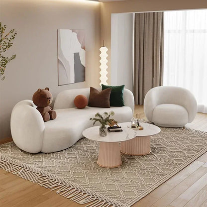 #Nordic modern hotel apartment living room clothing store beauty salon Lamb velvet creative cloth art minimalist sofa 3seats