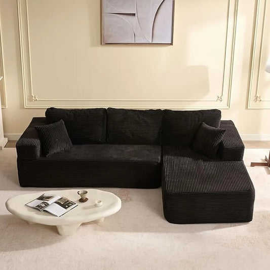 107" Boneless Couch with Deep Seat, Modular Sectional Sofa, Cloud Sectional Couch for Living Room, No Assembly Required,Corduroy