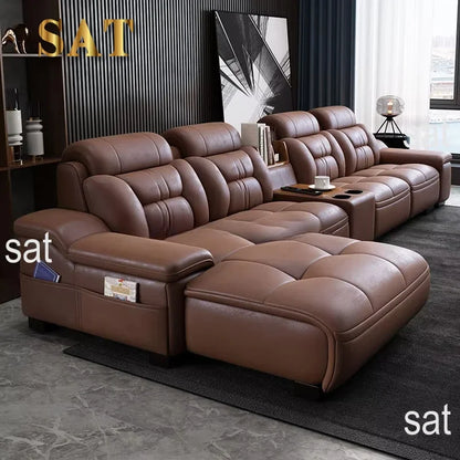 A Simple Modern Living Room Business Led Creative Combination Furniture Leather Sofa