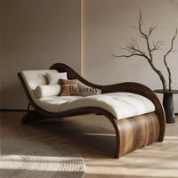 New Chinese black walnut solid wood chaise longue living room sofa sun couch