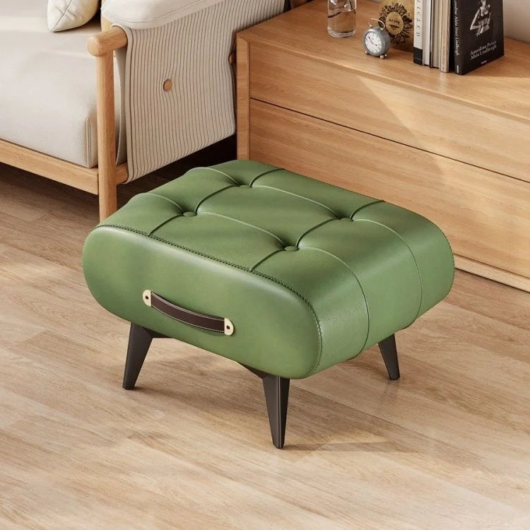 A square leather stool, living room stool, sofa footstool, home decoration, light luxury American, Italian, home decoration