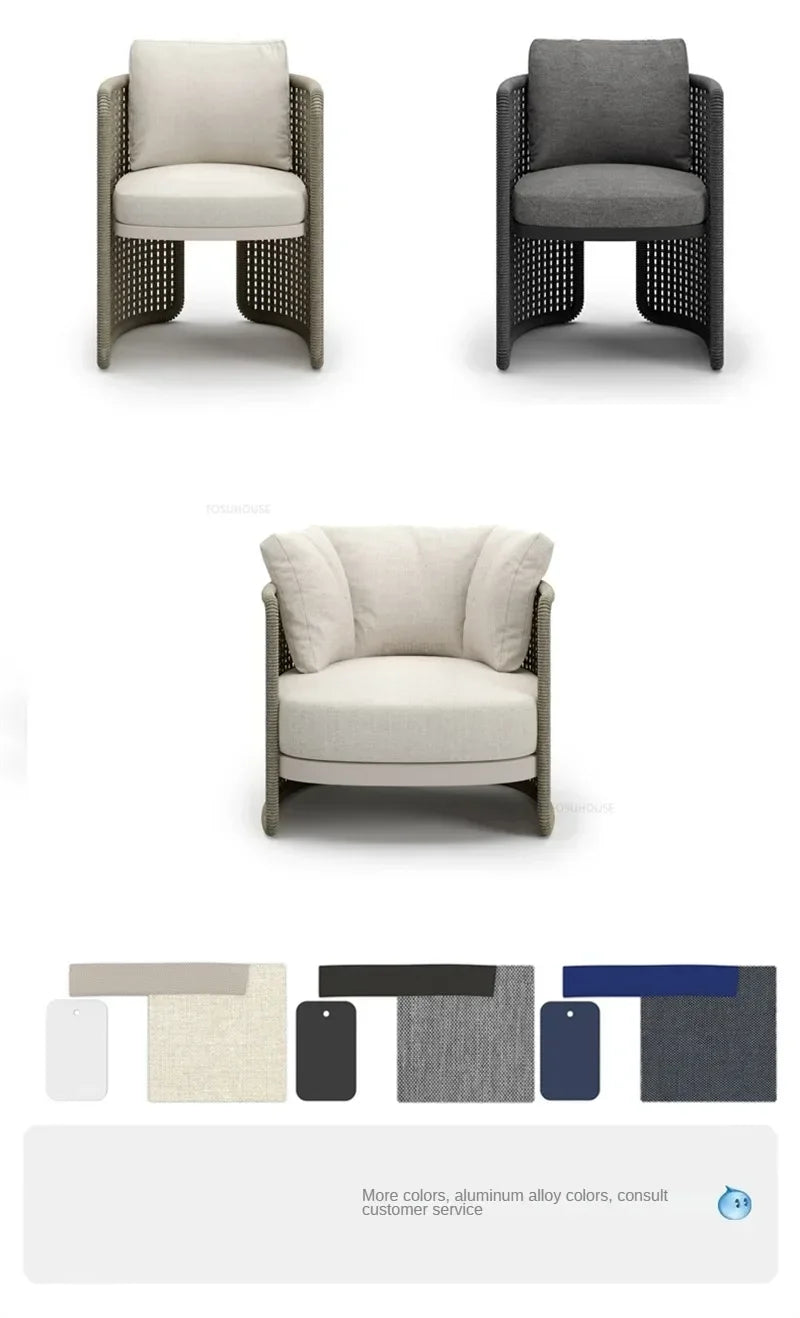 Luxury Rattan Outdoor Sofas Retro Garden Furniture Leisure Home Balcony Patio Set Nordic Rainproof and Sunproof Rope Sofa Chair