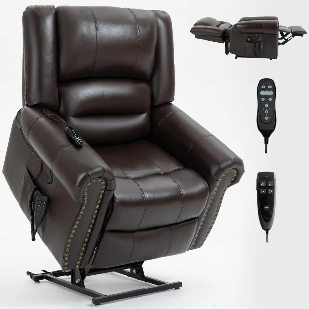 Dual Motor Power Lift Chair, Lay Flat Recliner Chair, Electric Recliner with Massage and Heat for Elderly, Remote Control, Infin