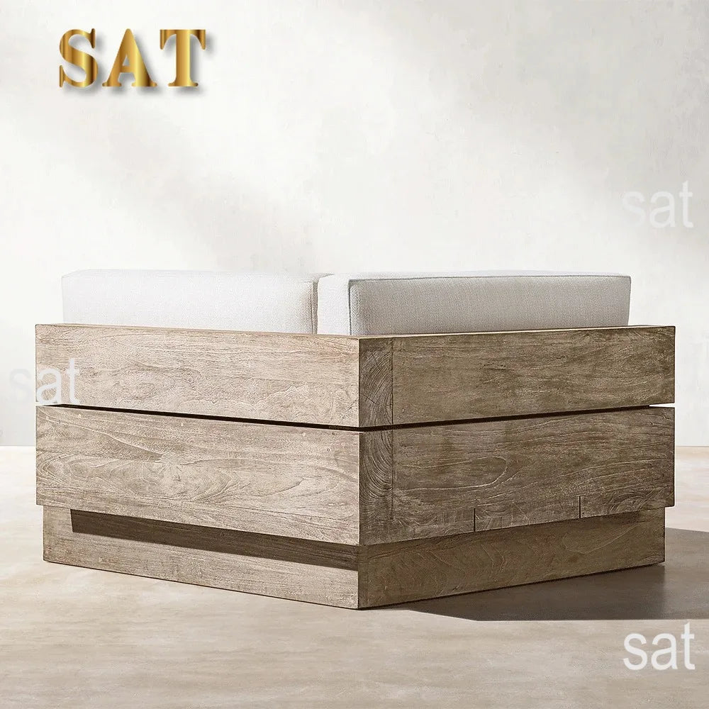 nvNordic Creative Outdoor Garden Sofa Waterproof Sunscreen Teak Do Old Outdoor Sofa Combination Outdoor Furniture&