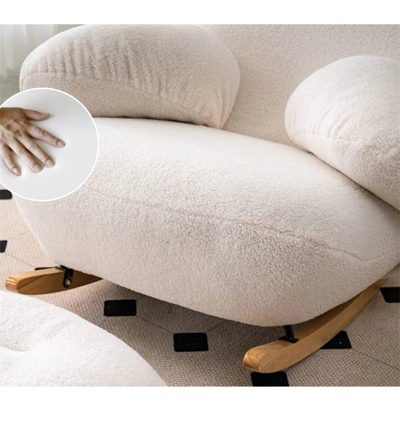 Big white Internet celebrity rocking chair lazy sofa single rocking cream living room lazy chair simple balcony bedroom