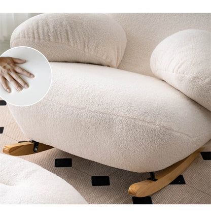 Big white Internet celebrity rocking chair lazy sofa single rocking cream living room lazy chair simple balcony bedroom