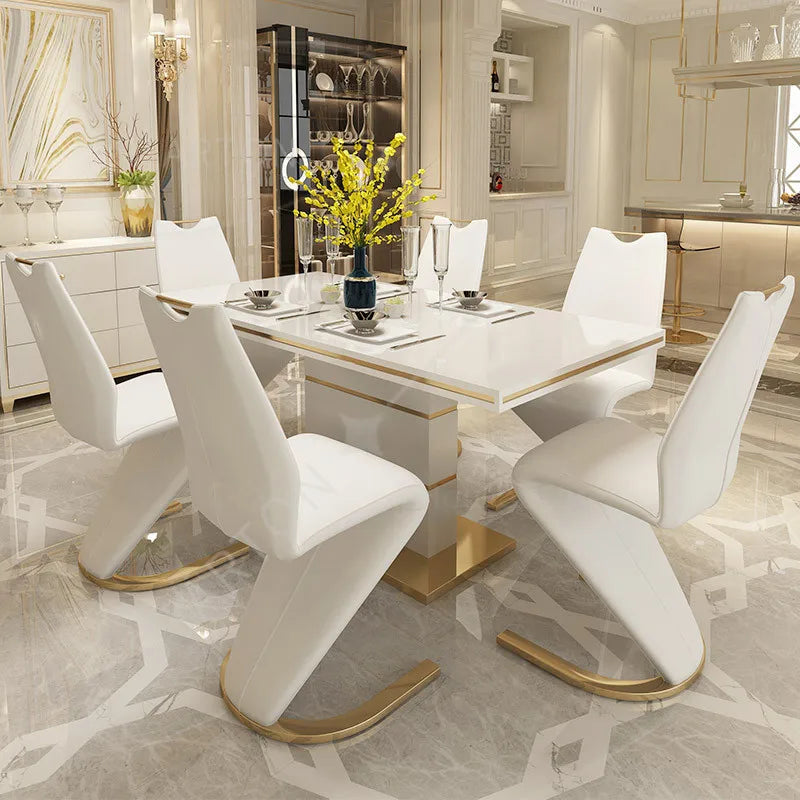 modern 2 Pieces Chairs Modern Simple Z Shape Dining Chair PU Leather Home Living Room Chair Only Chairs