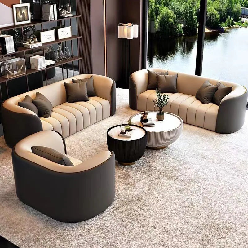 Canapé de luxe léger, petit appartement, salon, zone d'assise, réunion, invités, canapé à rangée droite