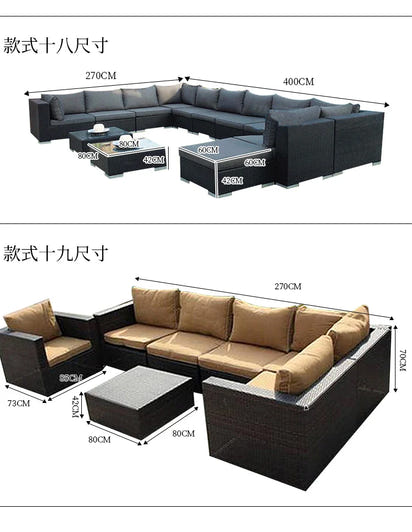 Terrace Modern Garden Sofas Outdoor Combination Courtyard Nordic Garden Sofas Waterproof Pe Rattan Furniture Sofá Jardín MHHYSF