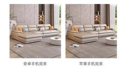 The first layer of cowhide leather sofa living room combination modern simple size apartment cream style leather sofa