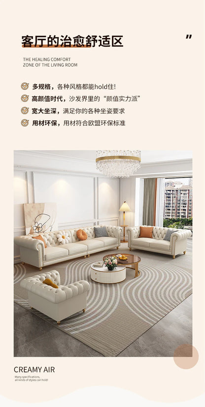 Designer Genuine Leather Sofas Fancy Living Room Lounge Floor Sofa Loveseat Modern Canape Salon De Luxe Apartment Furniture