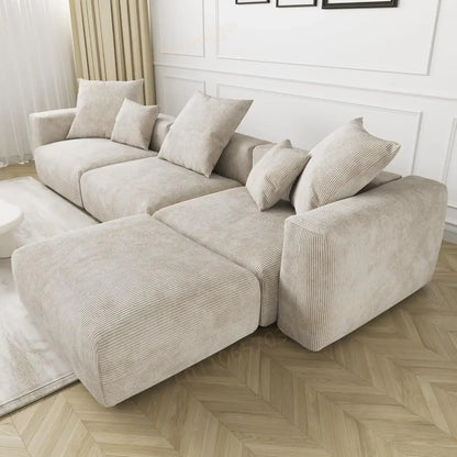 DIGGERA 181" Oversized Compressed Sofa Boneless Couch Modular Sofas for Living Room Huge 4-Seats Sectional Couches with Chaise