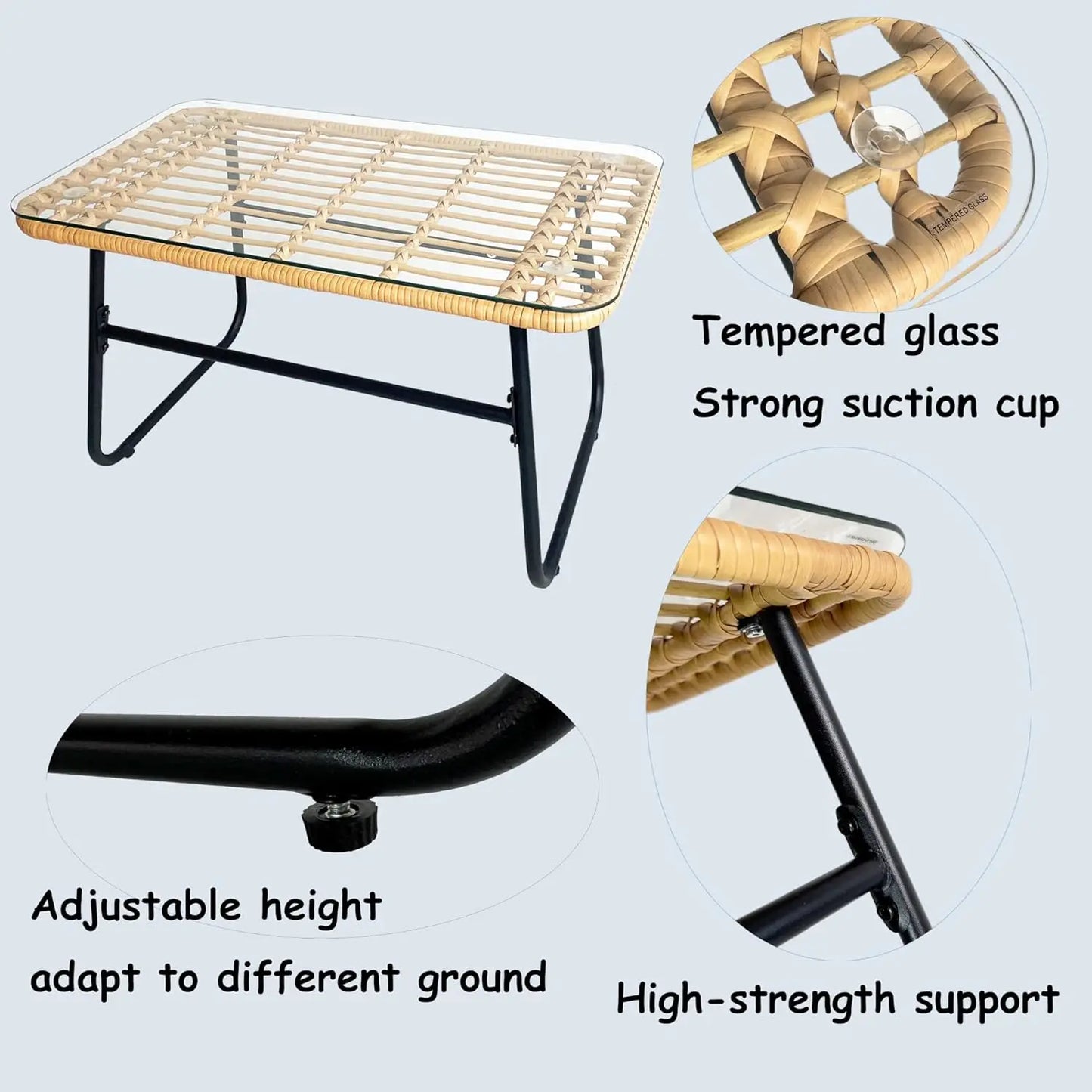 4-Piece Rattan Patio Furniture Set,Wicker Conversation Set for Garden,Porch,Yard and Poolside with White Soft Cushions