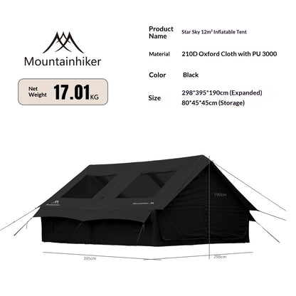 Mountainhiker 6-8 Person Portable Camping Tent Waterproof Family Beach Tent Quick Opening, Anti-UV Hand Air Pump Inflatable Ten