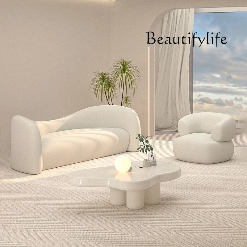 Cream wind sofa small apartment living room simple modern clothing store beauty salon reception rest area