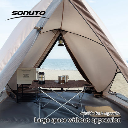 2-4 Person Camping Tent Quick Setup, Waterproof Windproof Sun Protection, Lightweight Portable for Beach Hiking, 210D Oxford