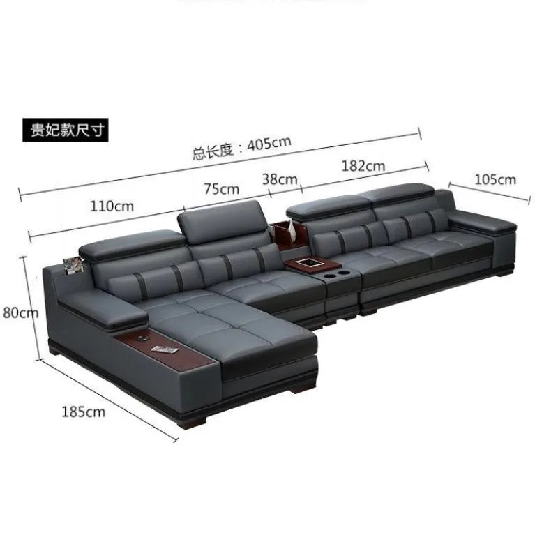 small apartment living room multi-functional massage light luxury Italian first layer cowhide 2024 new