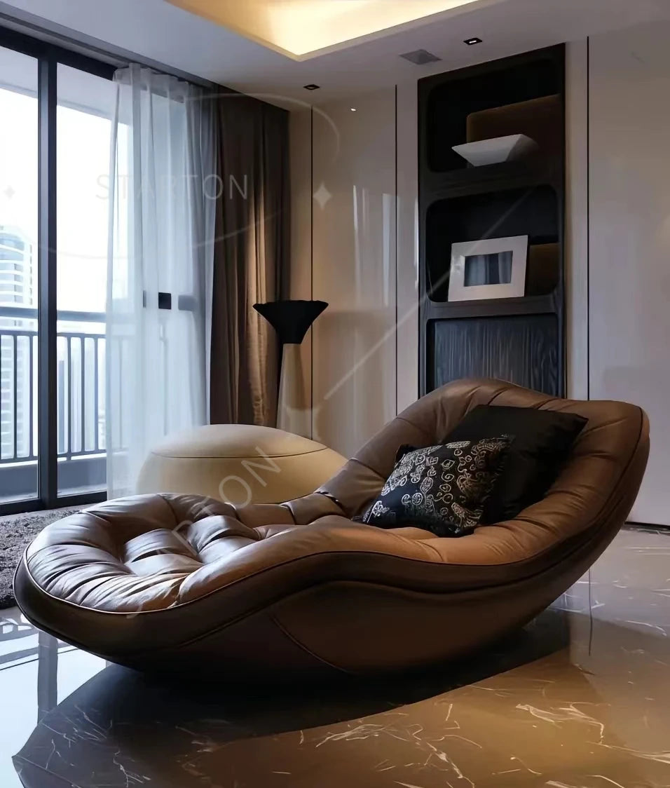Modern Retro Single Reclining Chaise Lounge Sofa Home Furniture Use Bedroom Study Grand Flat Villa Casual Living Room