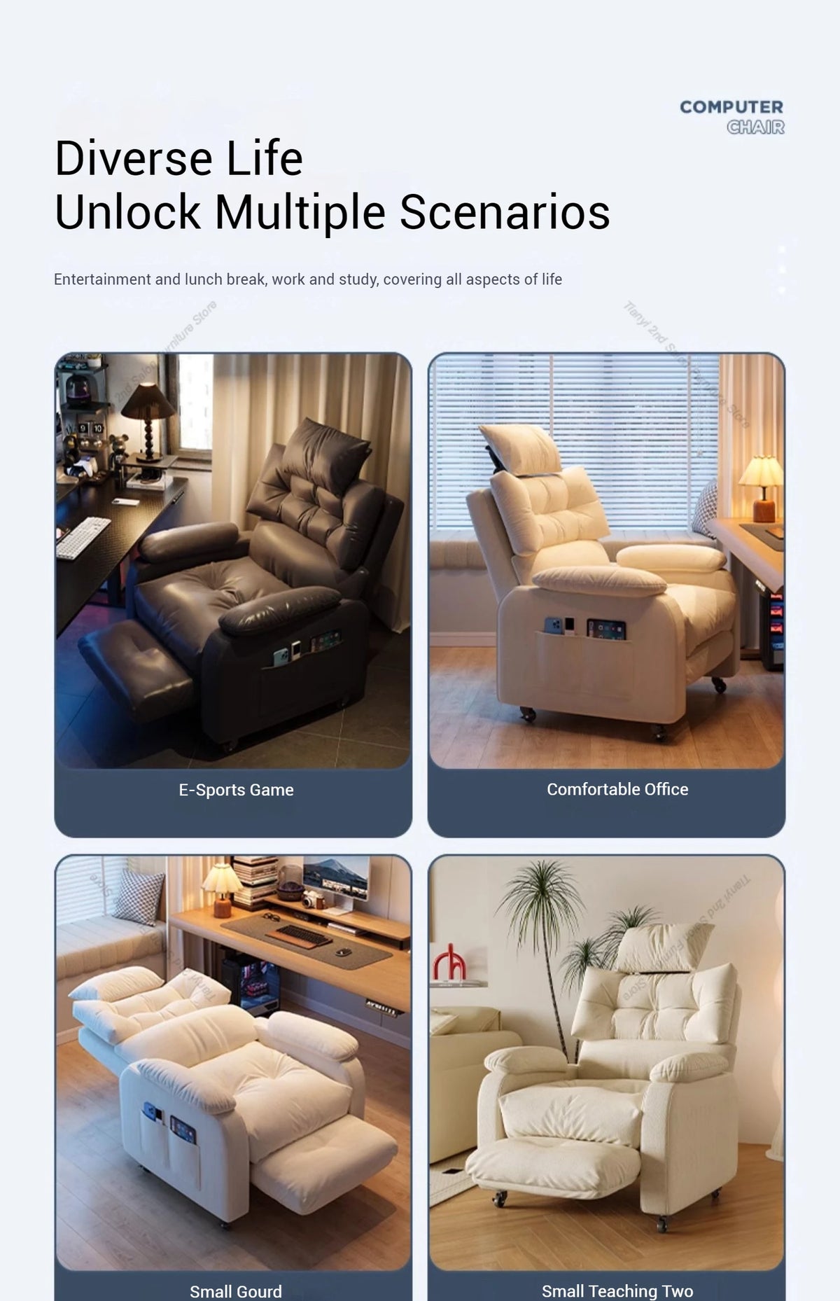 Luxurious Living Room Office Chairs Gaming Armchair Swivel Ergonomic Office Chair Relaxing Recliner Office Furniture Sillas LLOC