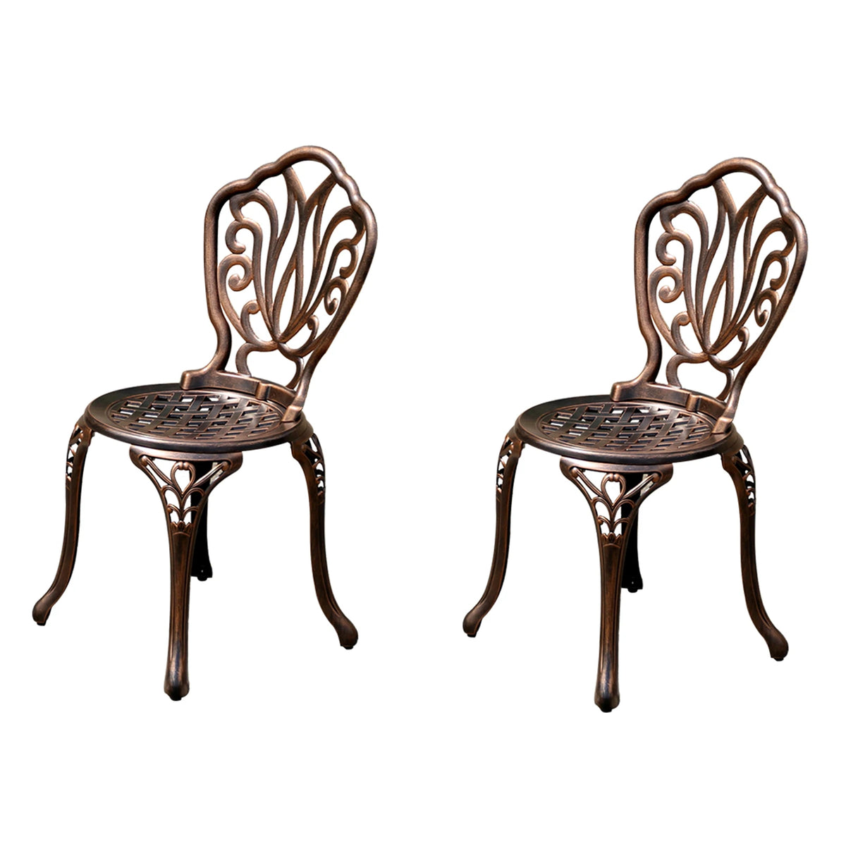 2-Piece Set Cast Aluminum Chairs Outdoor Chair Set Garden Chair Weather-Resistant Patio Metal Chair Bistro Chair