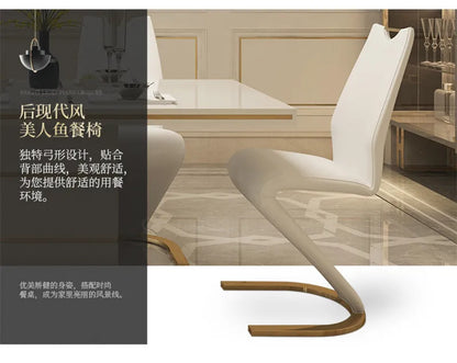 2 Pieces Chairs Modern Simple Z Shape Dining Chair PU Leather Home Living Room Chair Only Chairs L W
