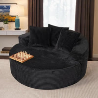 58" Oversized Round Chair Lounge Chaise Indoor, No Assembly Required, Cloud Large Circle Chair with Plush Fuax Fur, Fluffy Mode
