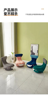 Whale Lazy Sofa Leisure Chair Flannel Rotatable Cute Shark Sofa Single Seat Chair