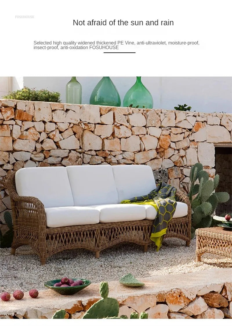 Outdoor PE Rattan Garden Chairs Balcony Courtyard Garden Waterproof Sofa Chairs Outdoor Terrace Leisure Chair Outdoor Furniture