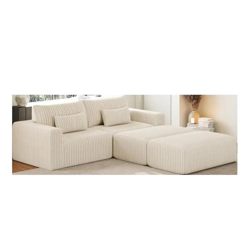 102" Oversized Sectional Couch with No Assembly, Cloud Plush Loveseat, 2 Removable Ottomans, Fluffy Modern Sleeper Chair for