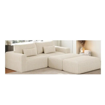 102" Oversized Sectional Couch with No Assembly, Cloud Plush Loveseat, 2 Removable Ottomans, Fluffy Modern Sleeper Chair for