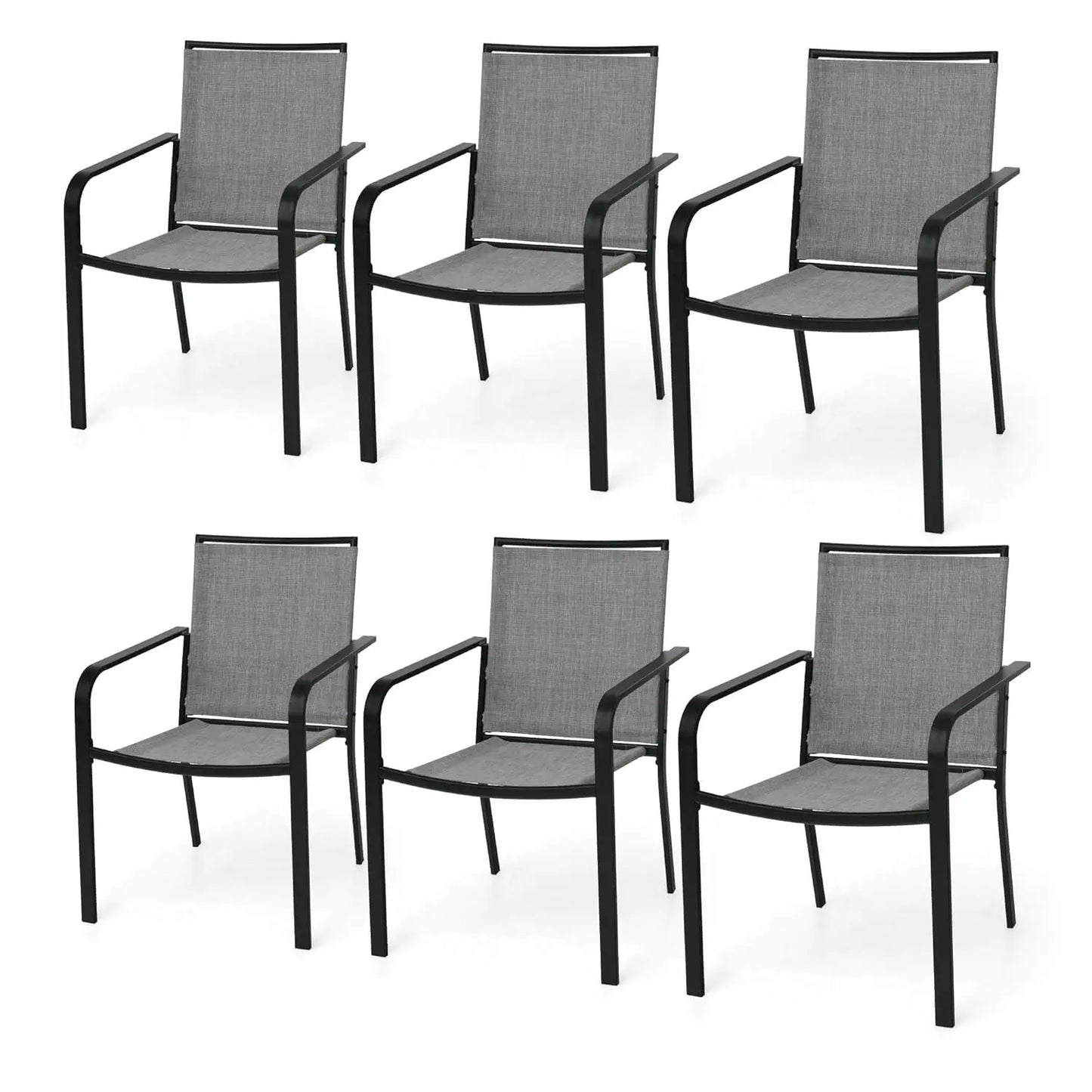 Patio Dining Chairs Set of 6, Outdoor Stackable Dining Furniture Set, All Weather Dining Set for Lawn, Garden, Backyard, Poolsid
